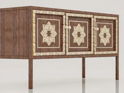 Sideboard 3 doors in dark fine wood Free 3D model