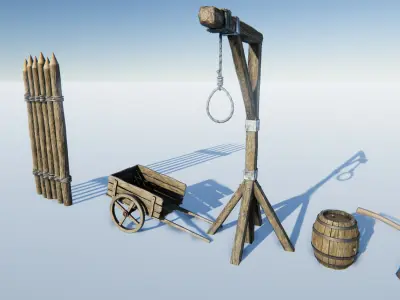 Medieval Props Set Low-poly 3D model