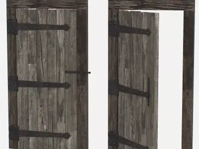 Door Old Wooden  Low-poly 3D model