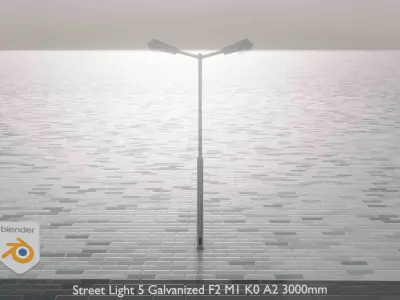 Street Light 5 Galvanized F2 M1 K0 A2 3000mm  Low-poly 3D model