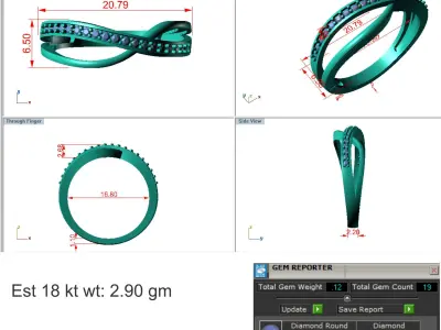 40 Light Weight Women ring 3dm STL detail  3D print model