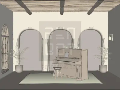 Old Room Old Piano Low-poly 3D model