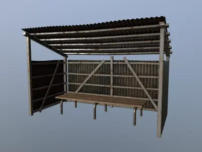 Bench with rust metal cover Low-poly 3D model