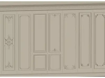 French carved wainscoting 3D model