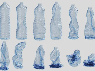 Crushed Plastic Bottle v5 3D model