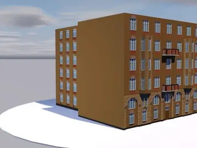 Hostel building Low-poly 3D model purchase