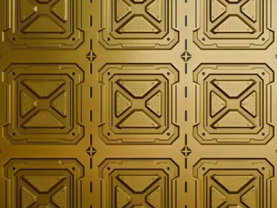 Golden Sci-Fi Metal Plate PBR Seamless Texture