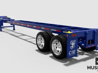 Extendable tandem trailer Low-poly 3D model
