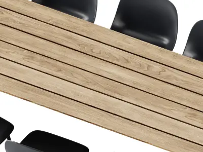 Fiber Outdoor Chair and 70 70 Table by Muuto 3D model