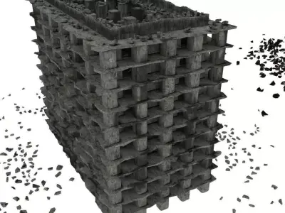 Destroyed town 3D model