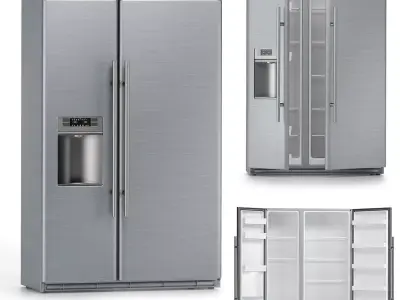 Fridge refrigerator two doors freezer inside outside 3D model