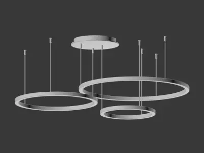 Art Deco Small and Large Hoops Led Ring Chandelier 3D model