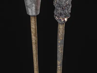 Medieval Torch Pack Low-poly 3D model