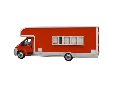Classic Red Food Truck Street Food Mobile Catering Vehicle 3D model