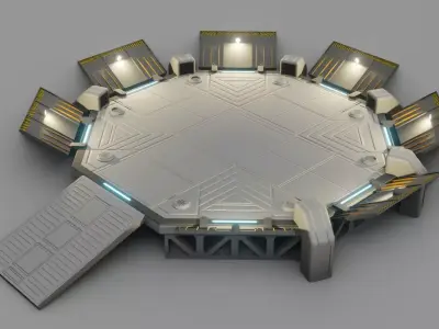 Sci-fi Landing Pad - Low poly - Game ready - PBR Low-poly 3D model