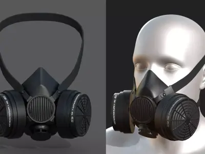 Gas mask protection futuristic fantasy human isolated Black  Low-poly 3D model