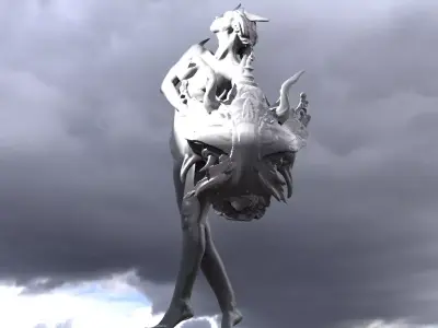 Atlantis Female shield sculpture 3 3D model