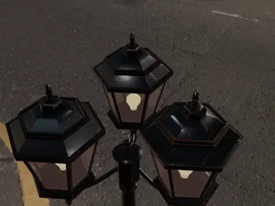 Stylized Game-Ready Street Lamp  Low Poly  PBR  4K Textures Low-poly 3D model