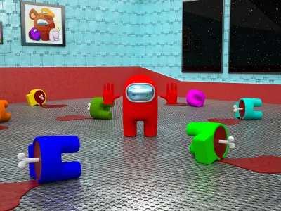 Among us 3d full scene modeling on cafeteria 3D model