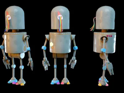 Cartoon Character Robot Low-poly 3D model