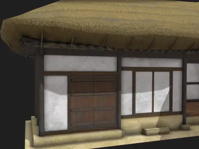 Korean Traditional House  Thatched House 01 Low-poly 3D model