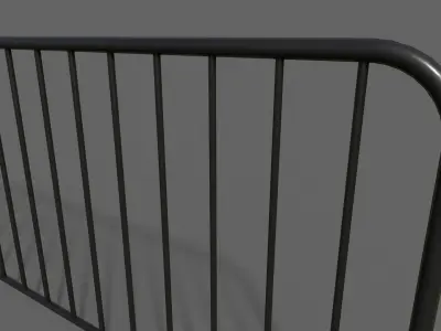 PBR Pedestrian Guard Rail Black V1 Low-poly 3D model