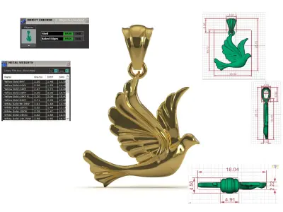 3D Peace Dove STL 3DM gold Pendant gp0007 3D print model