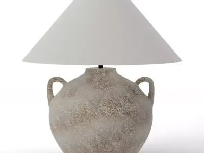 Coralyn Ceramic Table Lamp - Rustic Talavera Earth Tone Lighting Low-poly 3D model