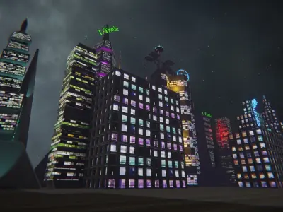 Background Buildings Low-poly 3D model