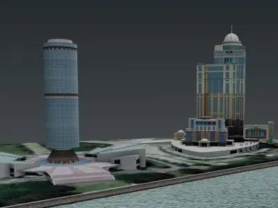 Kinabalu and Tun Mustapha Tower 3D model Low-poly 3D model