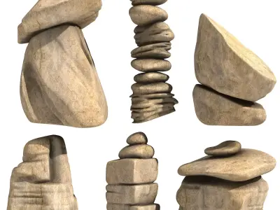 Set of 6 Rocks 3D print model
