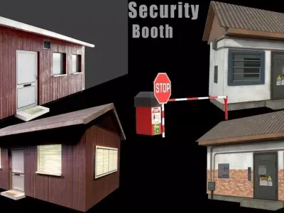 house Collection - PBR - low poly 3D model with sign 3D Model Pack