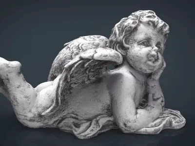 Angel cupid statue Low-poly 3D model