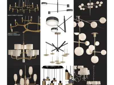Chandeliers collection 10 models Low-poly 3D model