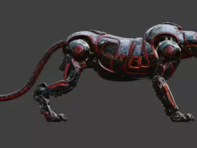 Sci-Fi Robot Tiger 3D Model Low-poly 3D model