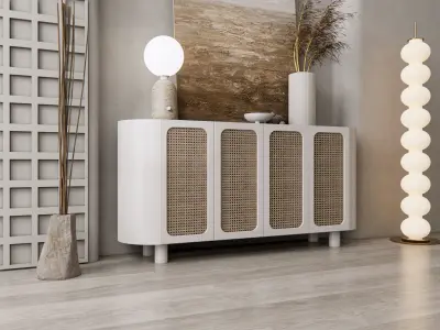 Sideboard with wall panel and flooring 12 3D model