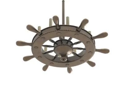 English Ship Wheel Chandelier PBR 3D model