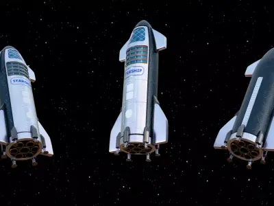 Stylized Starship Rocket 3D model