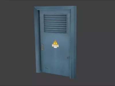 Doors door with warning sign Free 3D model