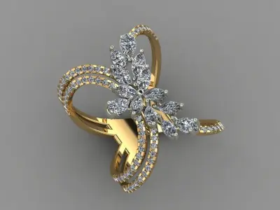 Marquies And Pear With Daimonds Beautiful Ring 3D Print Model 3D print model