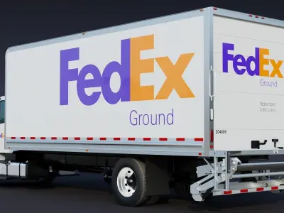 2020 Freightliner M2 106 Box truck Fedex Low-poly 3D model
