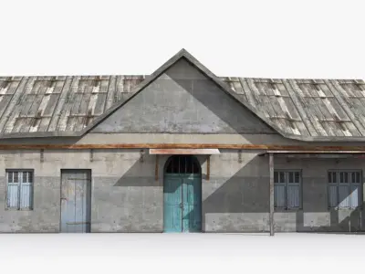 Slum r old house with door Low-poly 3D model