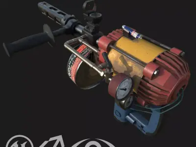 Postapocalyptic Machine Gun Low-poly 3D model