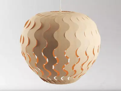 Belle pendant light made of wood 3D model
