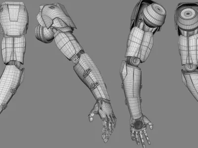 Mechanical Arm Robot Hand with Cables and Carvings 3D model 3D model