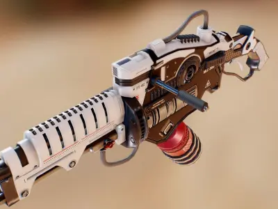 Flamethrower apocalypse weapon Low-poly 3D model