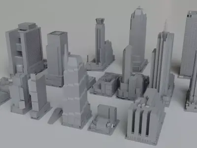 17 NYC Times Square Buildings Collection Pack  Low-poly 3D model