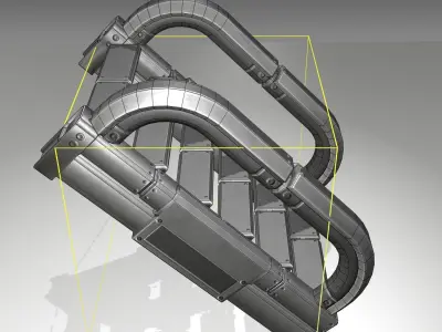 Futuristic Stairs - 10 - Basic Textures Low-poly 3D model