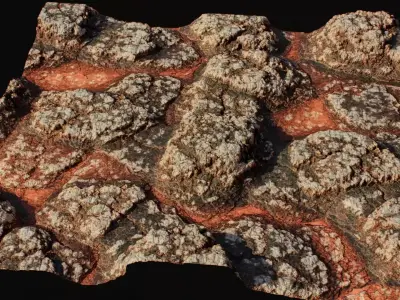 Realistic Volcanic Terrain 3D Environment PBR Low-poly 3D model