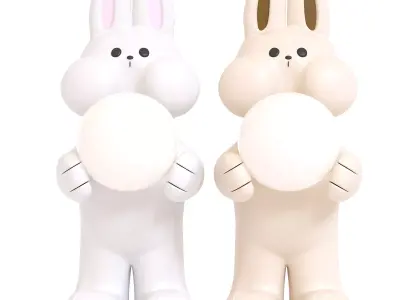 Peach Rabbit Floor Lamp 3D model